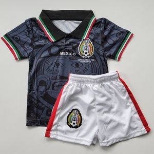 Kids Mexico 1998 World Cup uniform black jersey set
